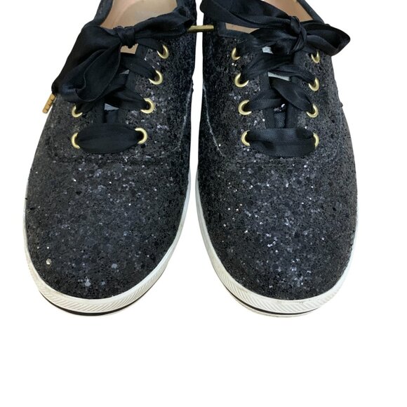 Keds x Kate Spade Sneakers Womens 8.5 Black Glitter Low Top Shoes‎ Event Party - Picture 8 of 16